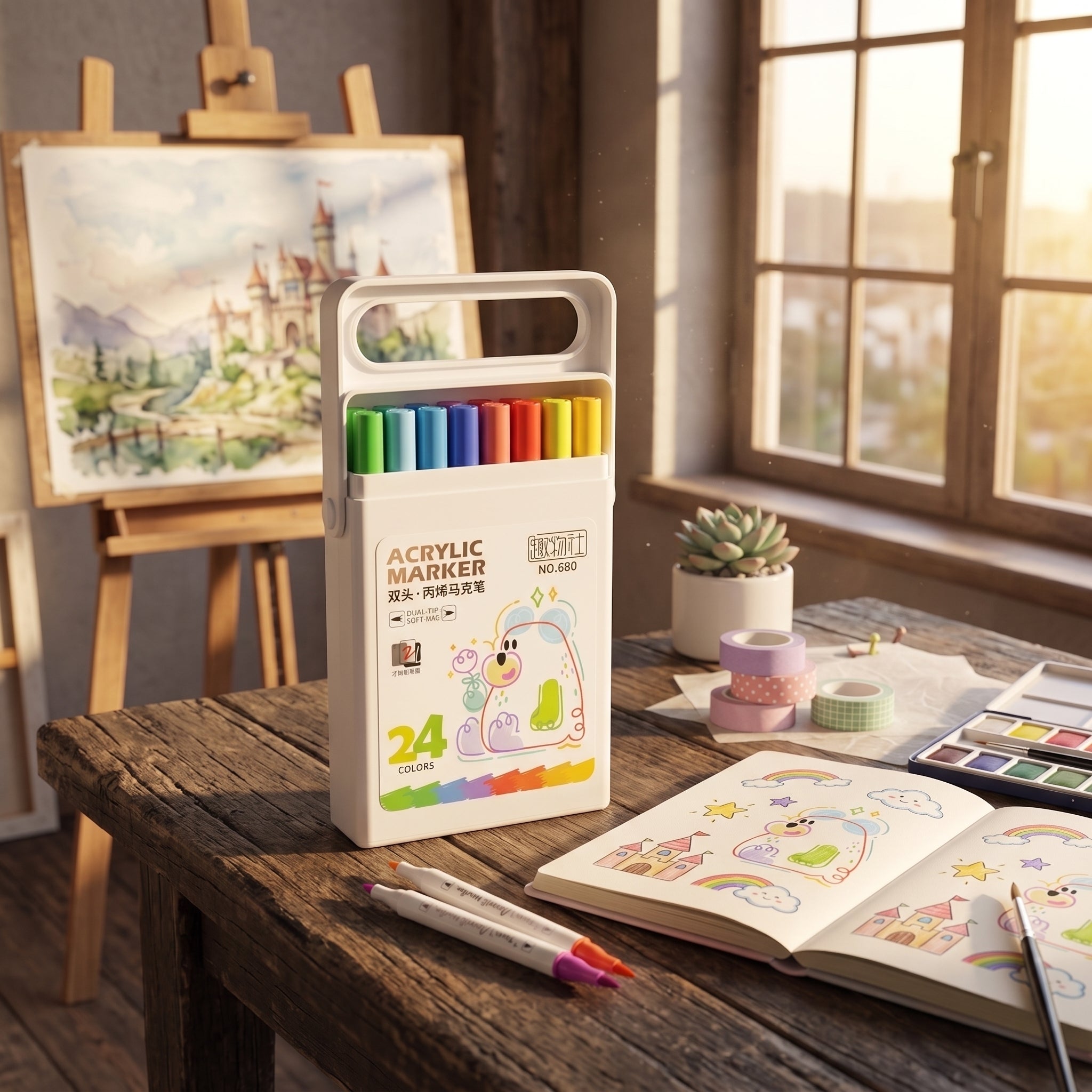 🌈🖊️ Acrylic Marker Set – 24 Colors: Bring Every Page to Life!