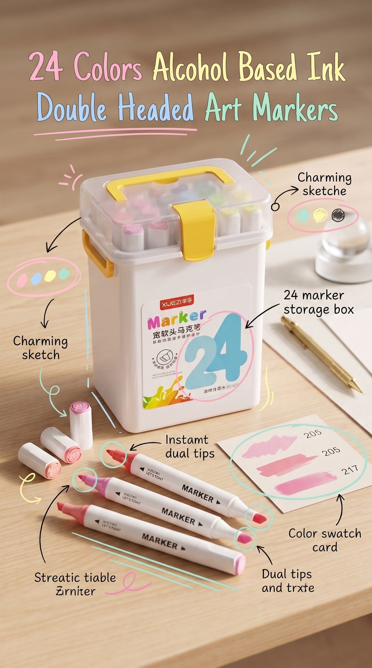24 Alcohol-Based Markers — Ink Link 🎨✨