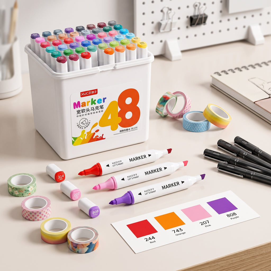 🎨 48 Dual-Tip Alcohol-Based Markers — Ink Link