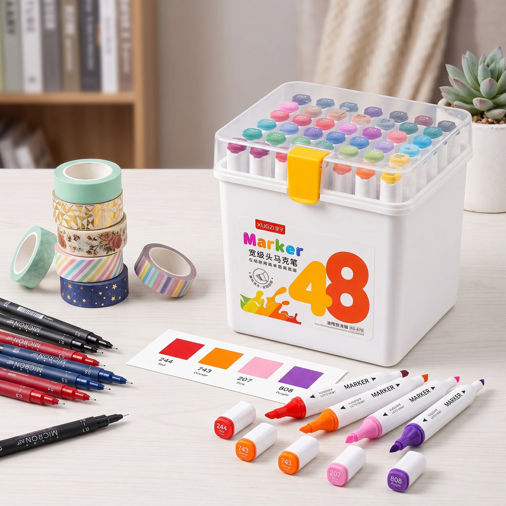 🎨 48 Dual-Tip Alcohol-Based Markers — Ink Link