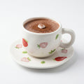 🍓☕ Strawberry Hot Chocolate Mug – Cute Ceramic Cup with Matching Saucer