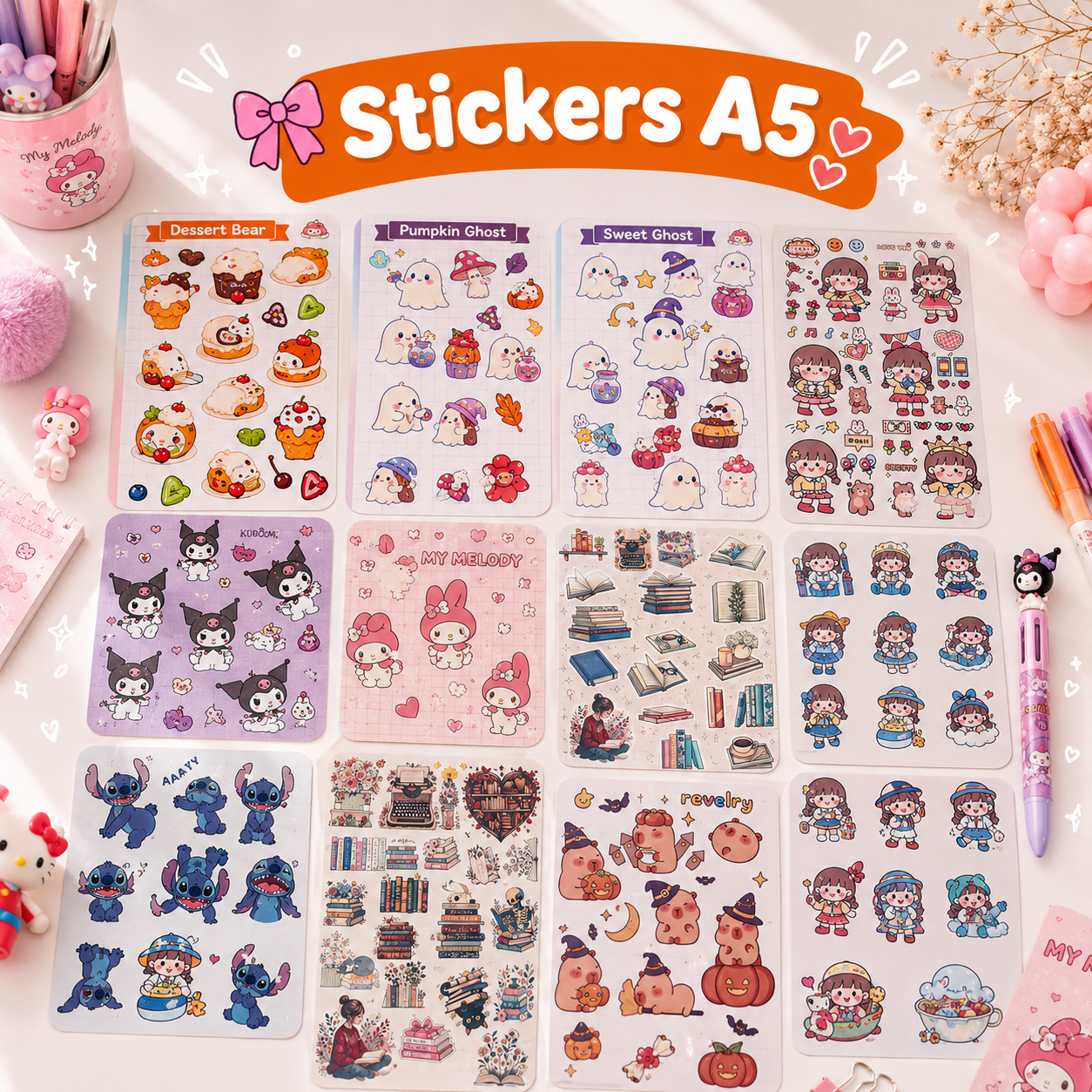 🎀🌸 Cute Sticker Sheet (A5) 🌸🎀