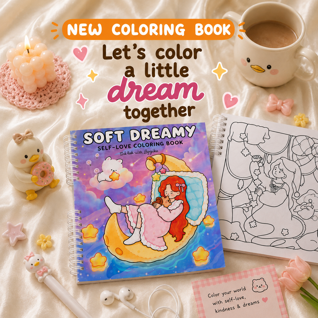 🌙🧸 Soft Dreamy Coloring book – Gentle Moments, Quiet Hearts 🧸🌙