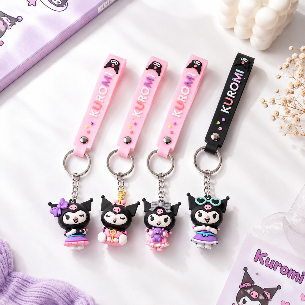 🖤 Porte-clés Kuromi avec bracelet – Audacieux, girly & irrésistible 💋