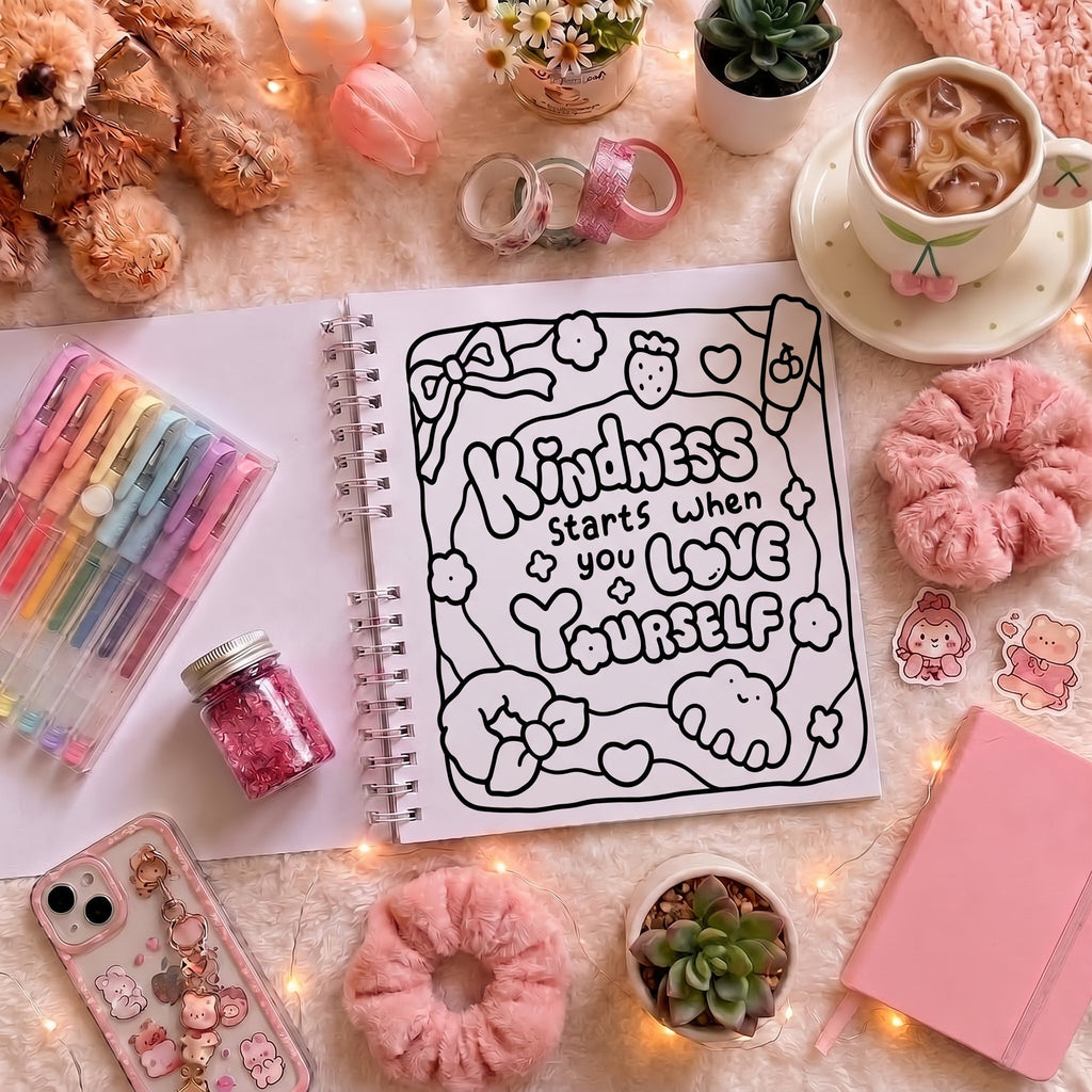 🌸🌷 Cozy Vibes Coloring book – Little Reminders, Happy Moments 🌷🌸