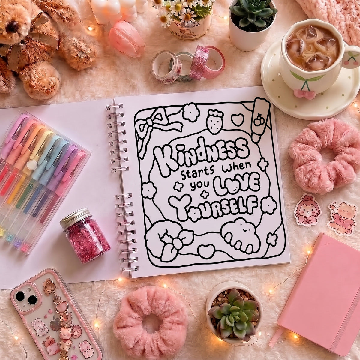 🌸🌷 Cozy Vibes Coloring book – Little Reminders, Happy Moments 🌷🌸