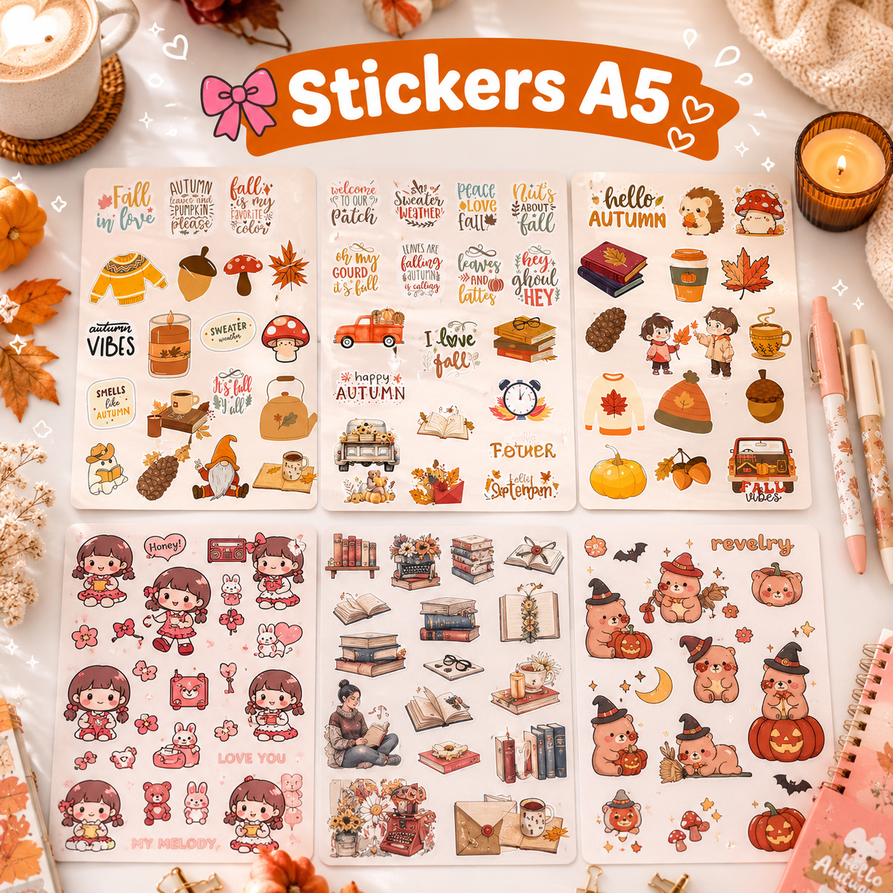 🎀🌸 Cute Sticker Sheet (A5) 🌸🎀