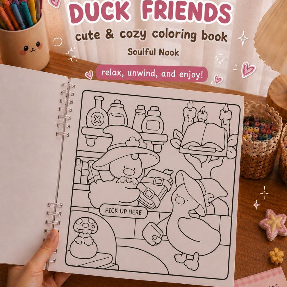 🦆 Duck Friends – Cute &amp; Cozy Coloring Book