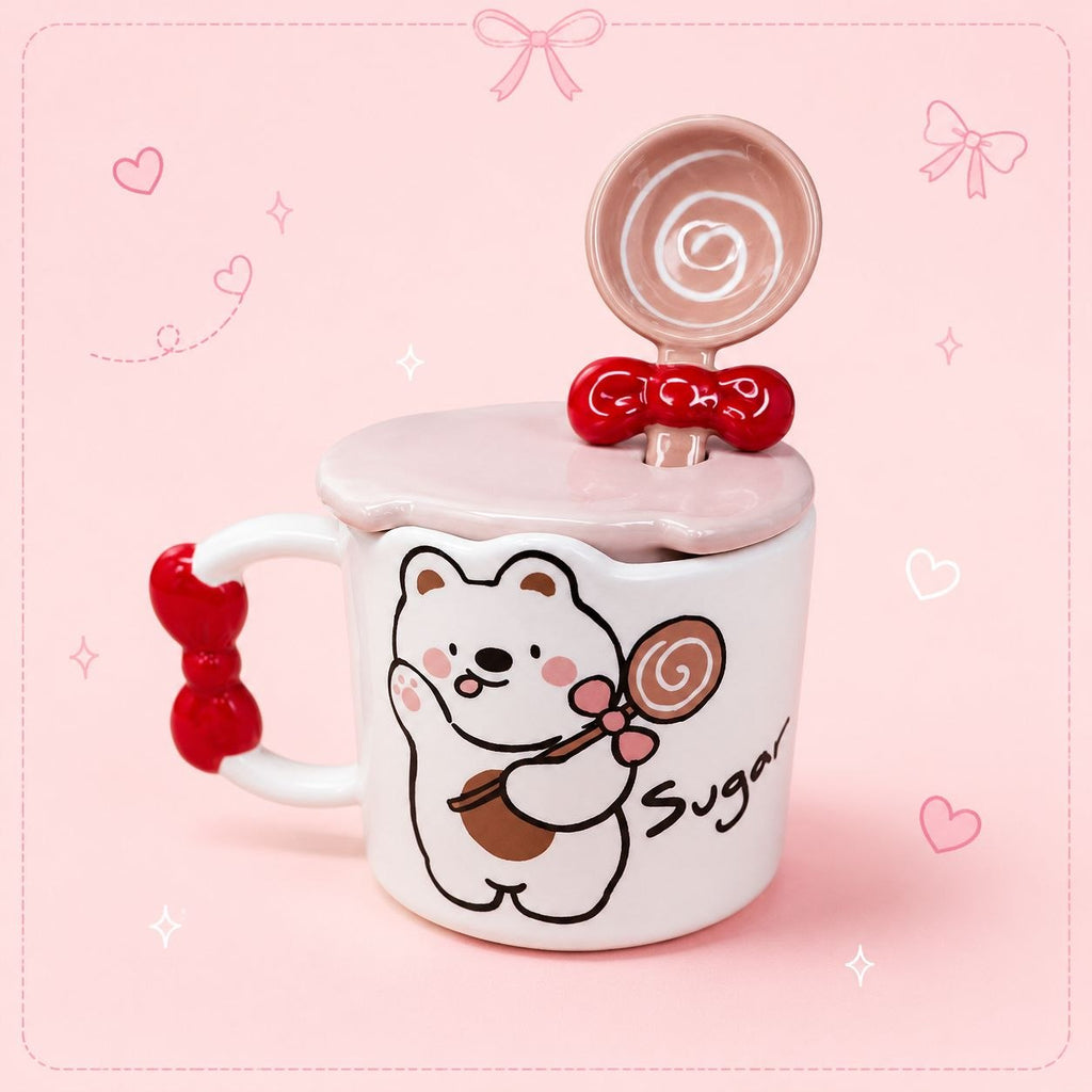 🍫 ☕ Cozy bear Hot Chocolate Mug Adorable Ceramic Cup with Matching Decorative Lid
