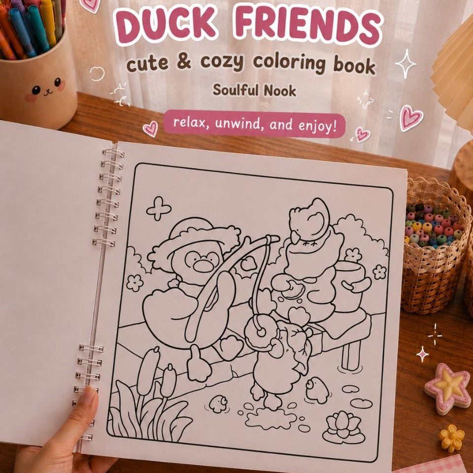 🦆 Duck Friends – Cute &amp; Cozy Coloring Book