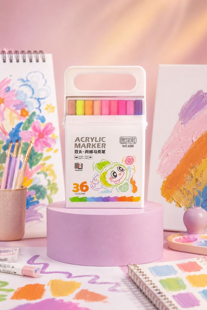 🌈🖊️ Lot de Marqueurs Acryliques – 36 Couleurs