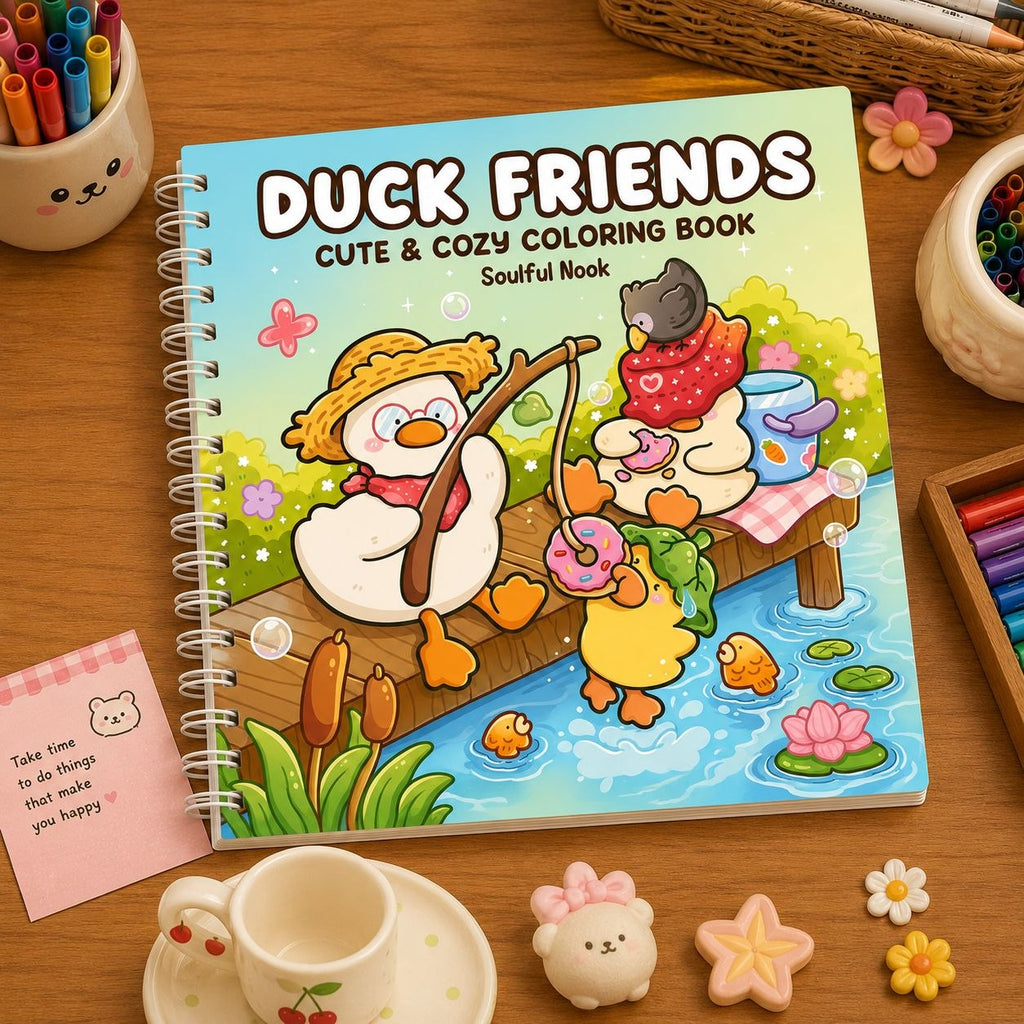 🐥🌿 Duck Friends Coloring book – Little Adventures, Cozy Days 🌿🐥