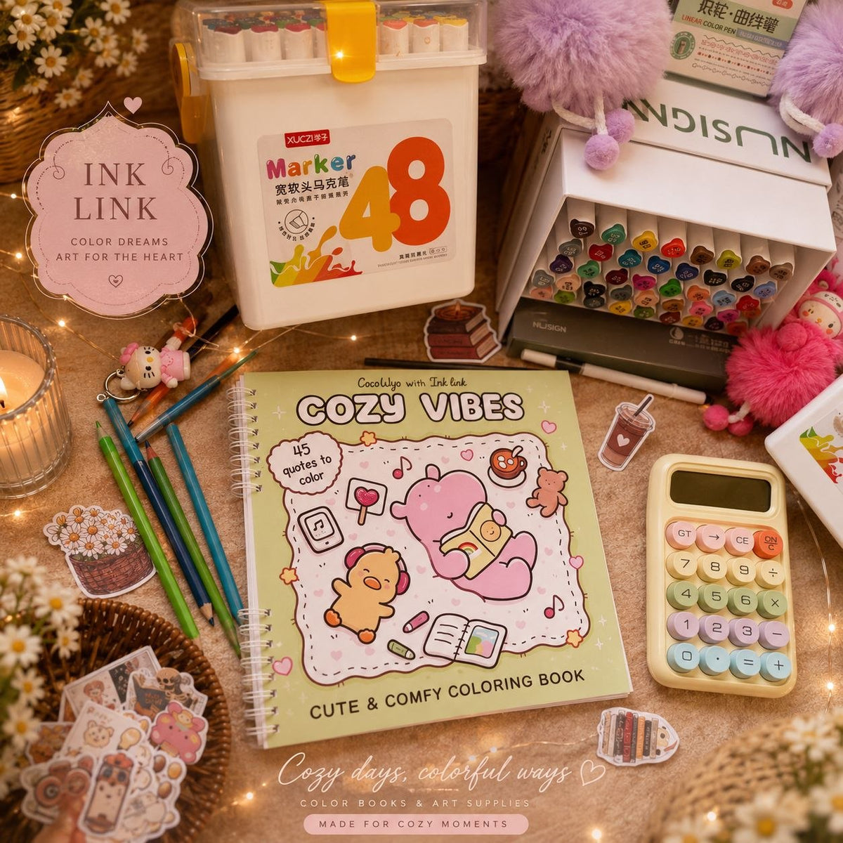🌸🌷 Cozy Vibes Coloring book – Little Reminders, Happy Moments 🌷🌸
