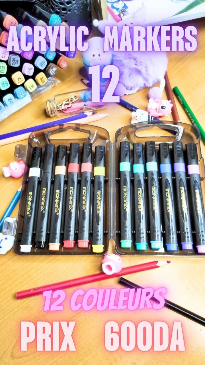 Monamix Boomer Acrylic Marker Set – 12 Colors, Black Case