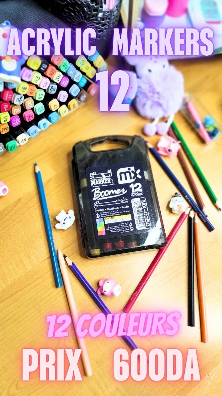 Monamix Boomer Marqueurs Acryliques – 12 Couleurs, Étui Noir