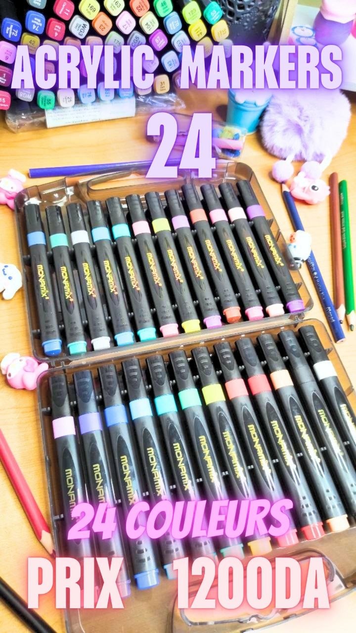 Monamix Boomer Acrylic Marker Set – 24 Colors, Black Case
