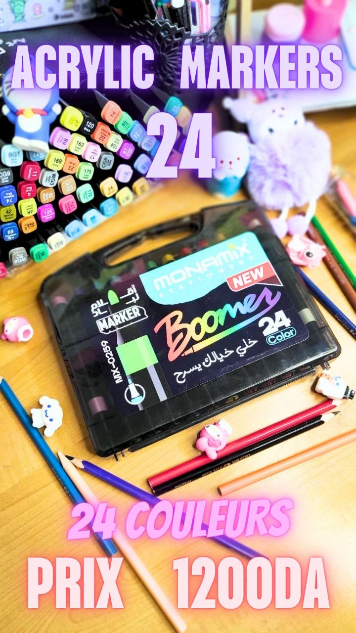 Monamix Boomer Acrylic Marker Set – 24 Colors, Black Case