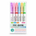 🎨 6Pcs/Set Flower Shape Outline Pens Highlighter Marker Curve Roller Tip Pen Cute Stationery Kawaii Graffiti School Acsesories
