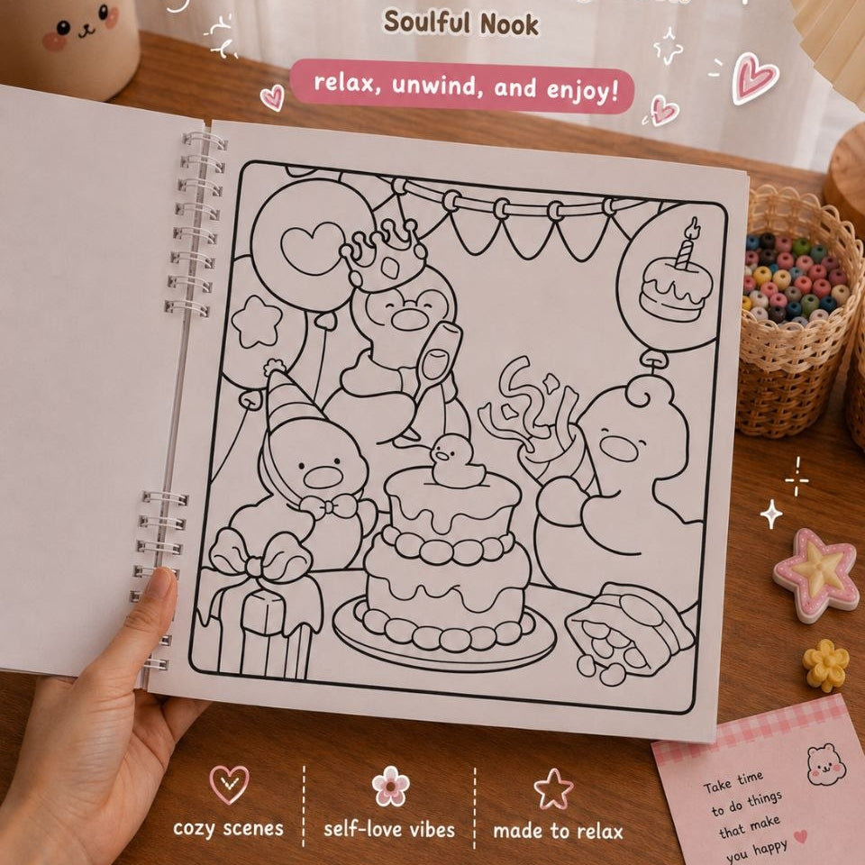 🦆 Duck Friends – Cute &amp; Cozy Coloring Book