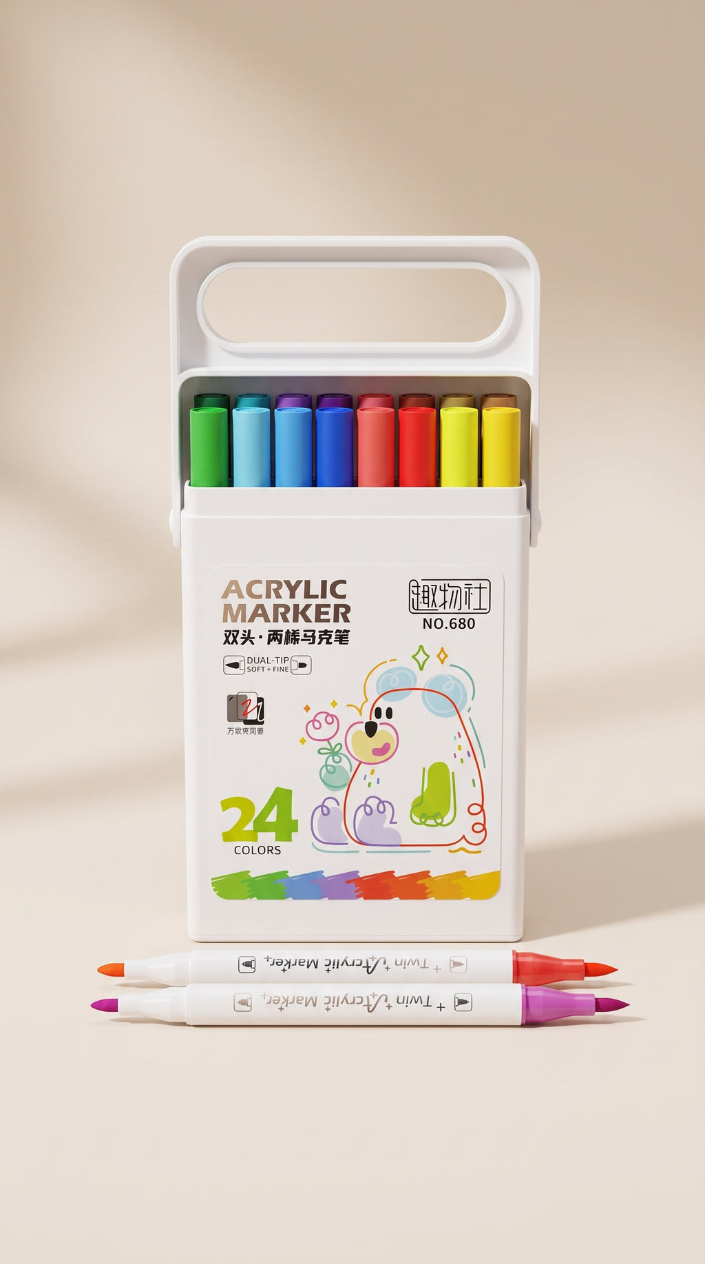 🌈🖊️ Acrylic Marker Set – 24 Colors: Bring Every Page to Life!