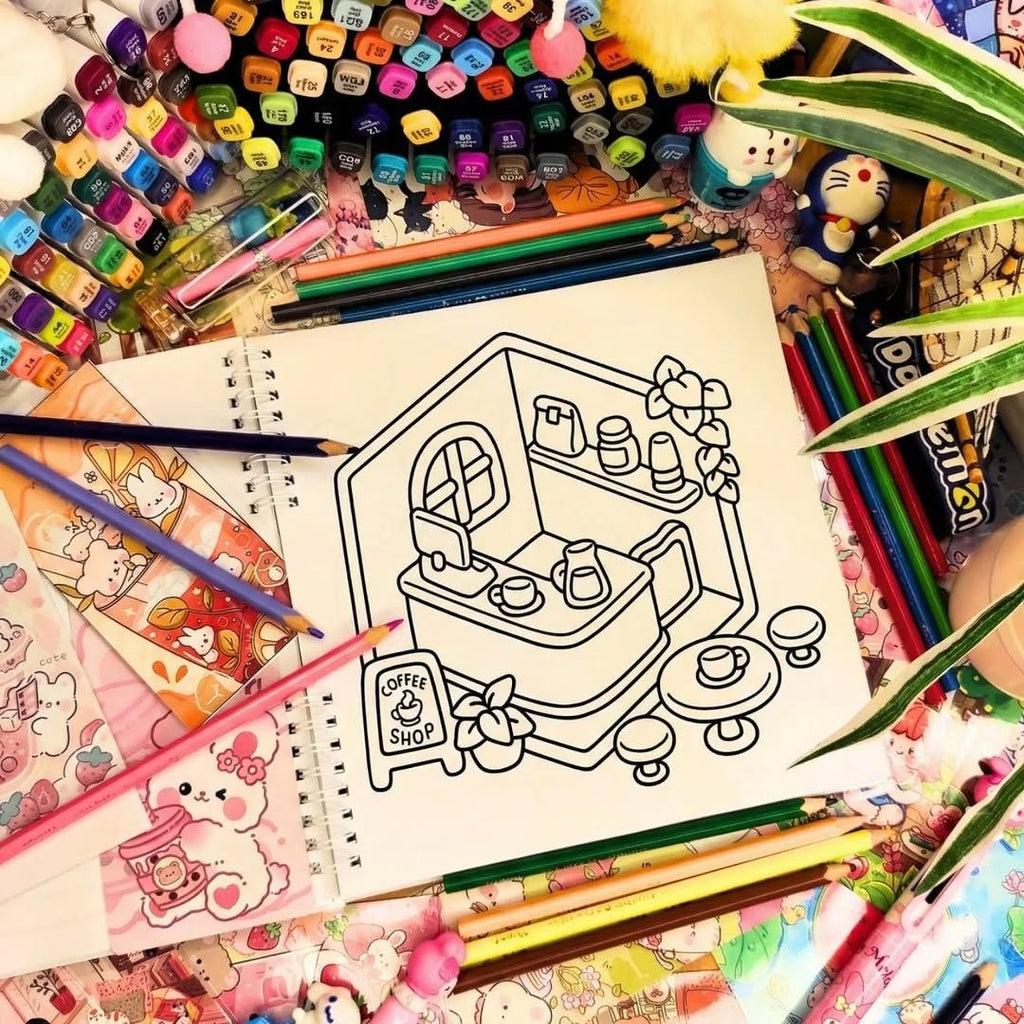 🏡✨Livre de Coloriage Petites Boutiques ✨🏡