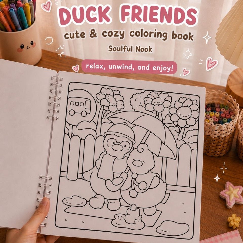 🦆 Duck Friends – Cute &amp; Cozy Coloring Book