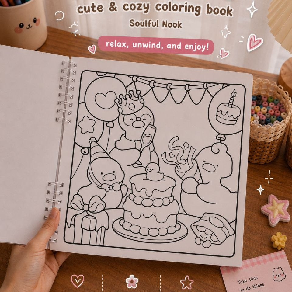 🦆 Duck Friends – Cute &amp; Cozy Coloring Book