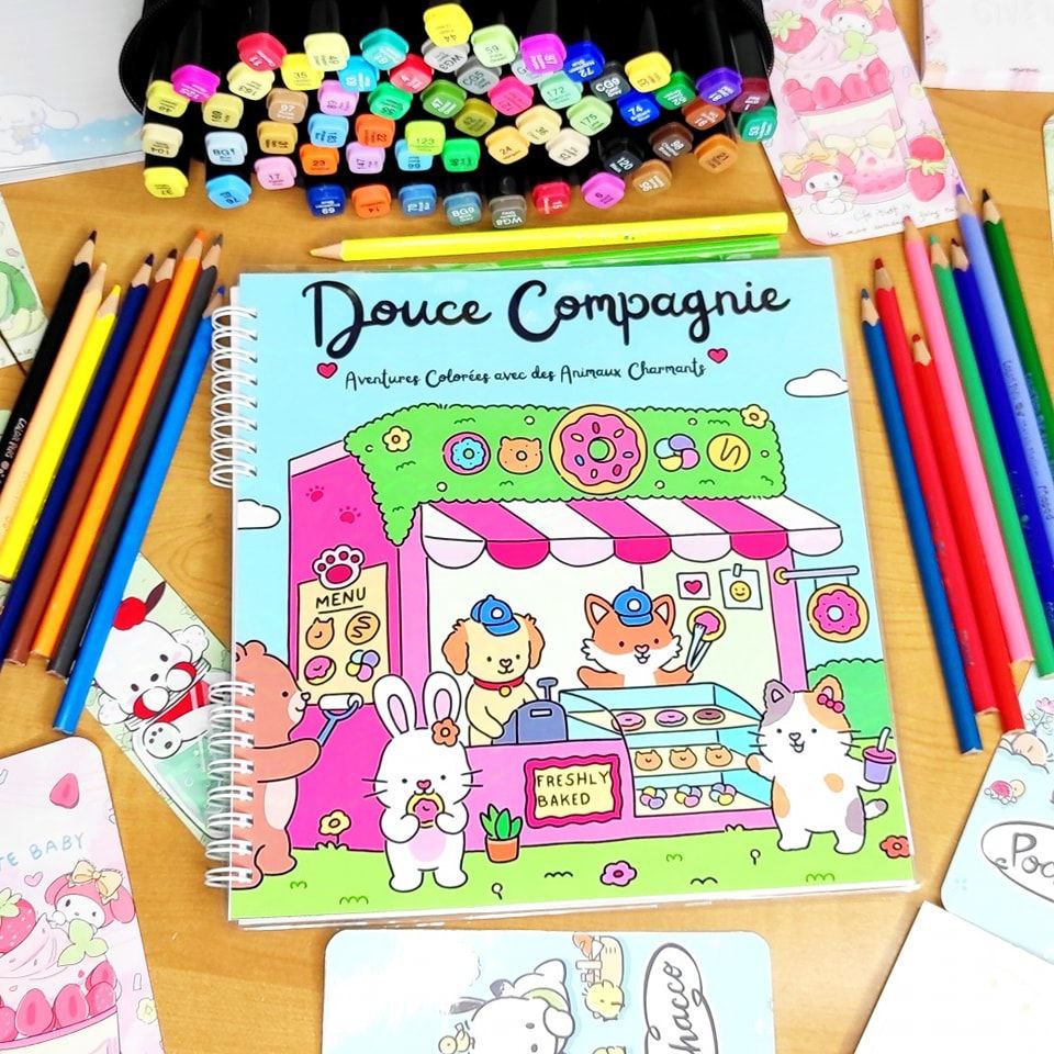 🐾🍩 Douce Compagnie – A Cozy Animal Coloring Book for Adults 🌸