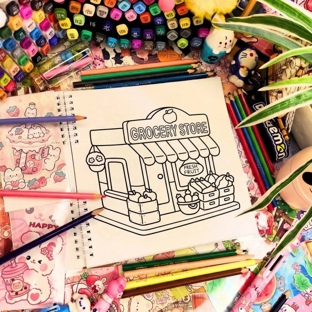 🏡✨Livre de Coloriage Petites Boutiques ✨🏡