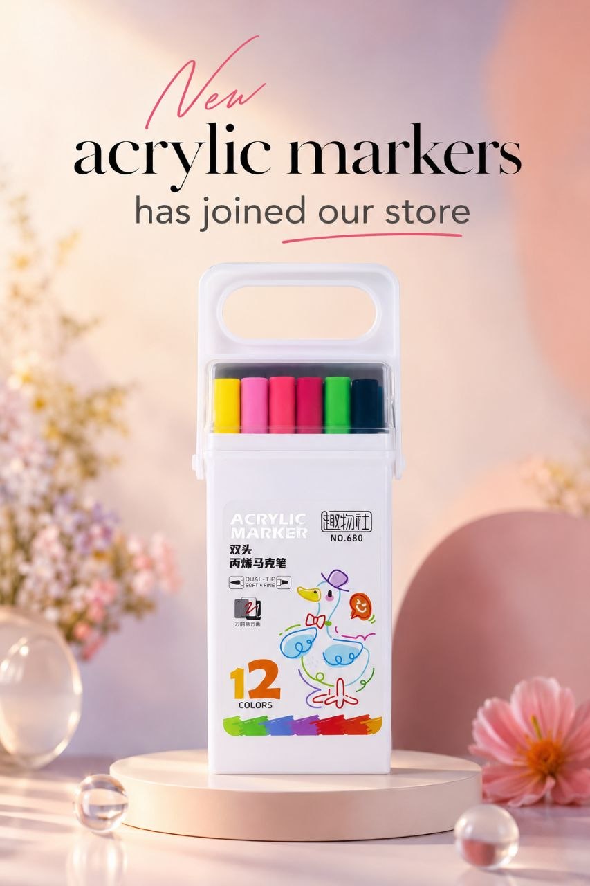 🖊️✨ Ensemble de Marqueurs Acryliques – 12 Couleurs