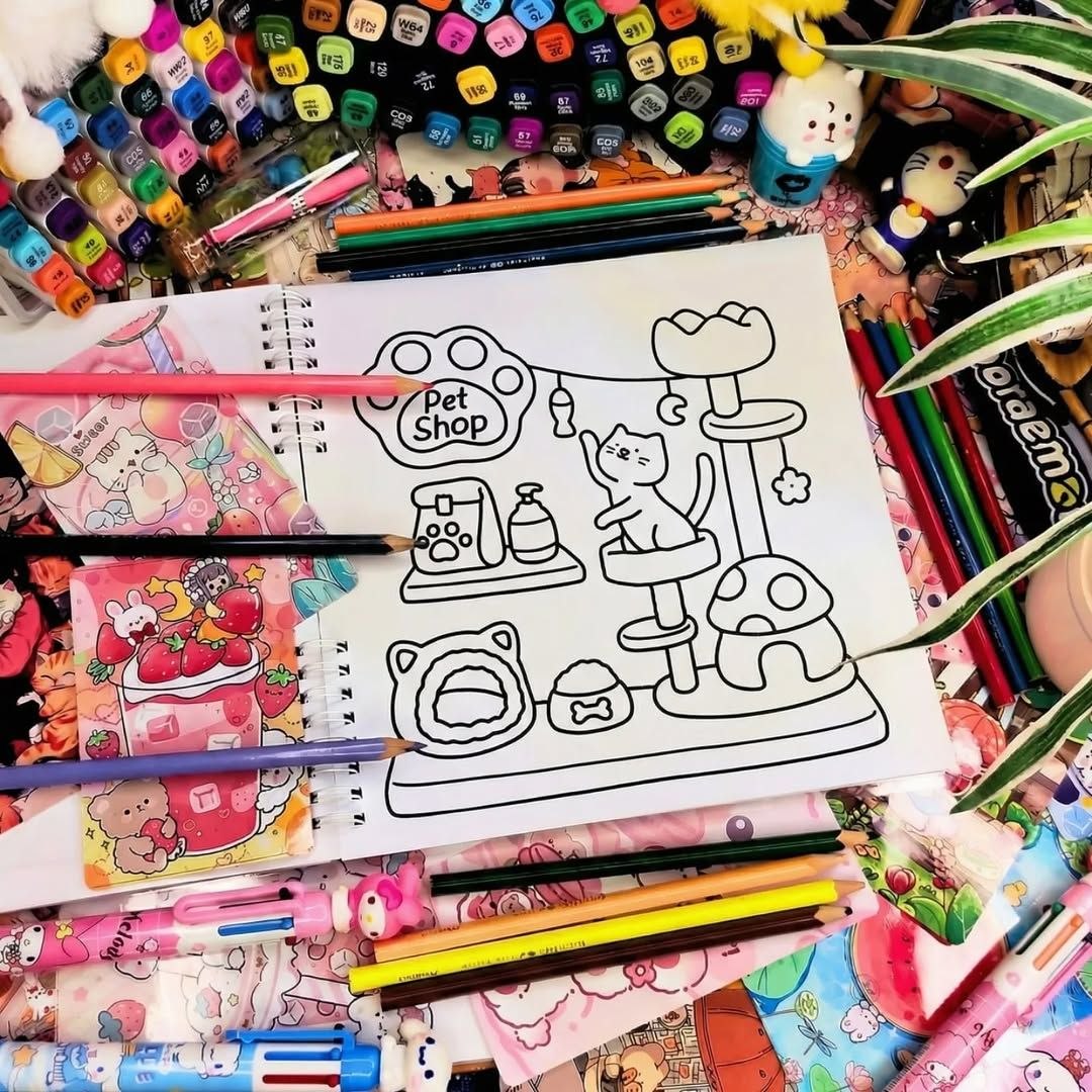 🏡✨Livre de Coloriage Petites Boutiques ✨🏡