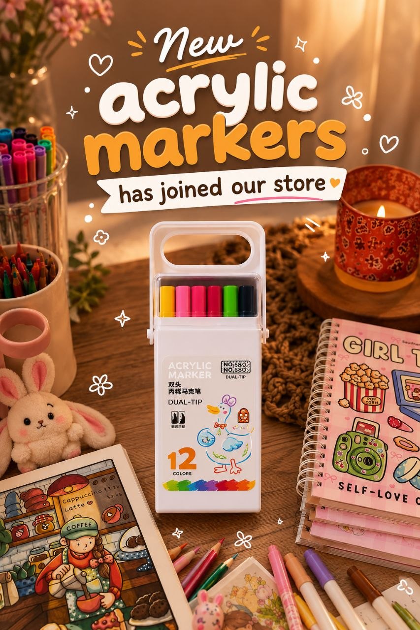 🖊️✨ Acrylic Marker Set – 12 Colors