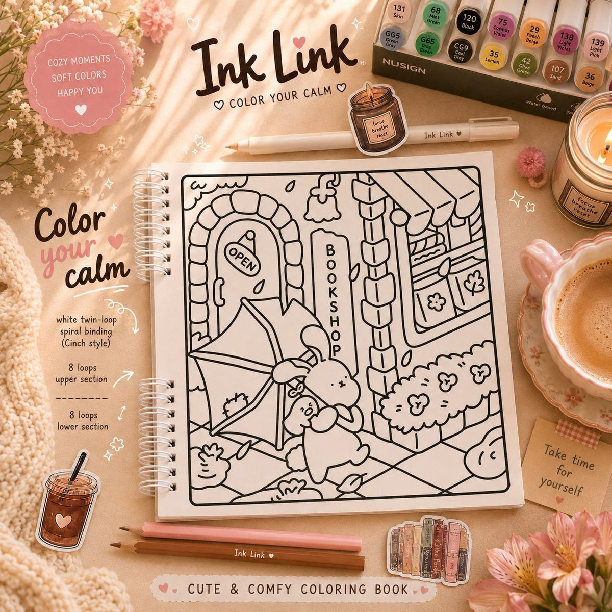 🌸🐰 Cozy Cuties Coloring Book – Sunny Days &amp; Little Animal Friends 🌸🐰