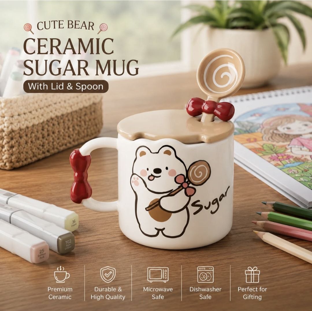 🍫 ☕ Cozy bear Hot Chocolate Mug Adorable Ceramic Cup with Matching Decorative Lid