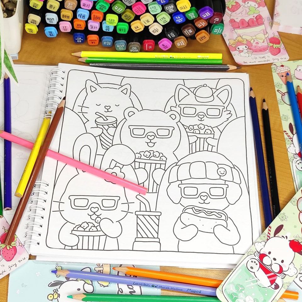 🐾🍩 Douce Compagnie – A Cozy Animal Coloring Book for Adults 🌸