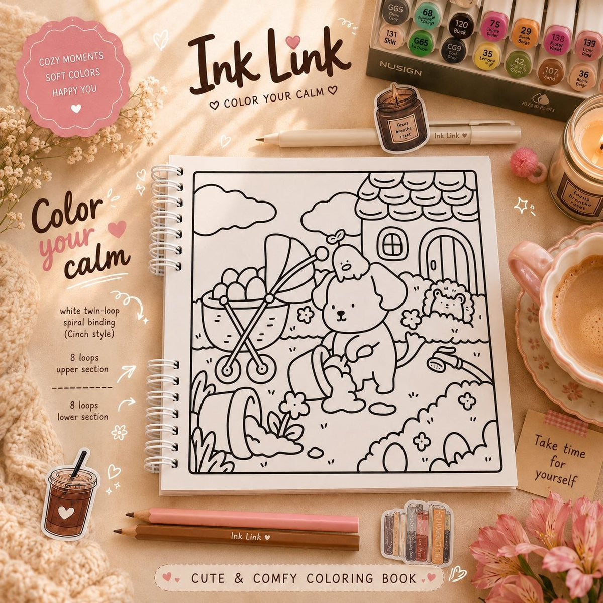 🌸🐰 Cozy Cuties Coloring Book – Sunny Days &amp; Little Animal Friends 🌸🐰