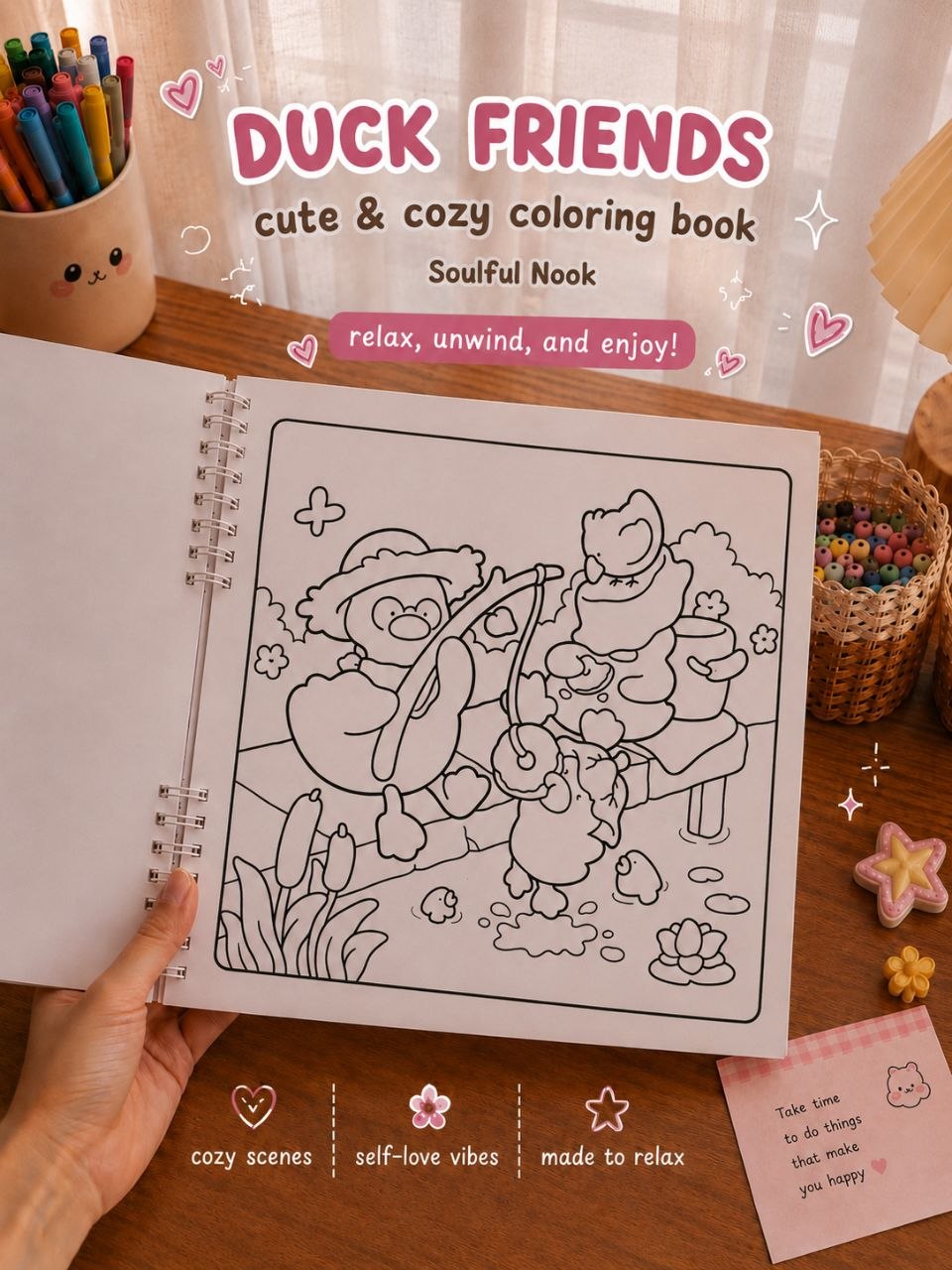 🐥🌿 Duck Friends Coloring book – Little Adventures, Cozy Days 🌿🐥