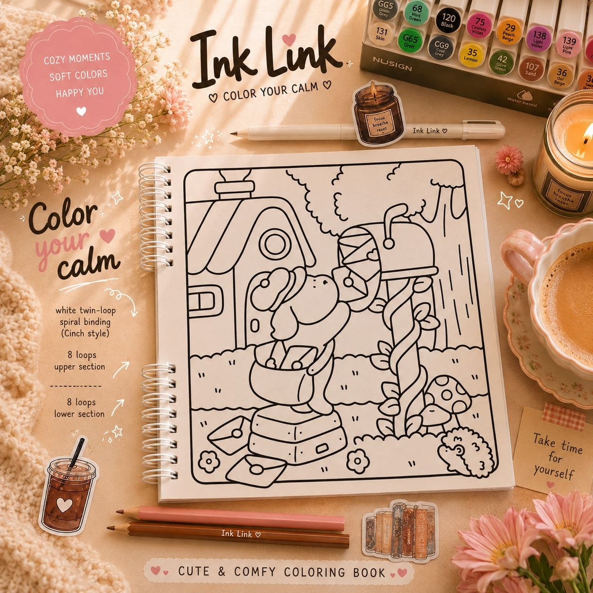 🌸🐰 Cozy Cuties Coloring Book – Sunny Days &amp; Little Animal Friends 🌸🐰