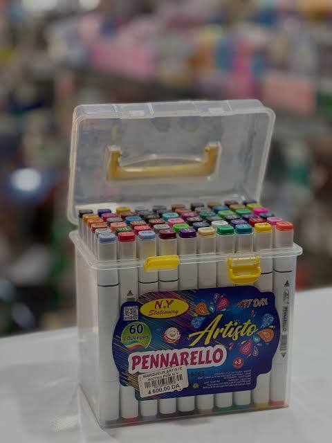 🎨 🖍️ 60 Alcohol-Based Dual-Tip Markers — TRANSPARENT BOX